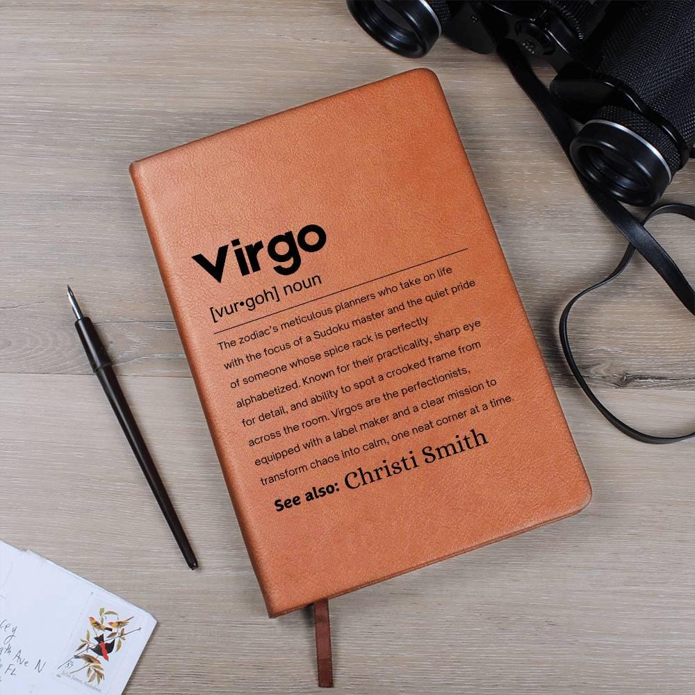 Virgo Zodiac Personalized Definition Leather Journal – Gift for Virgo – view 10