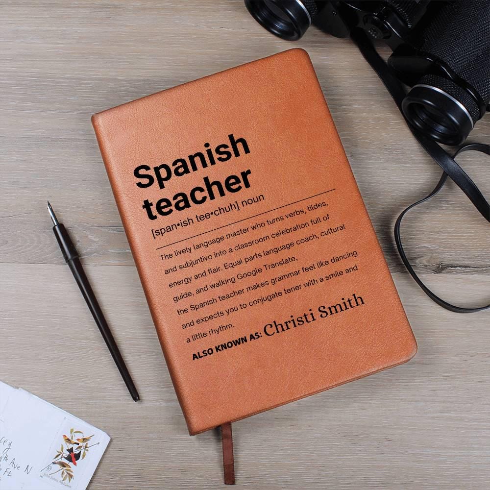 Spanish Teacher Gift Personalized Definition Leather Journal – view 10