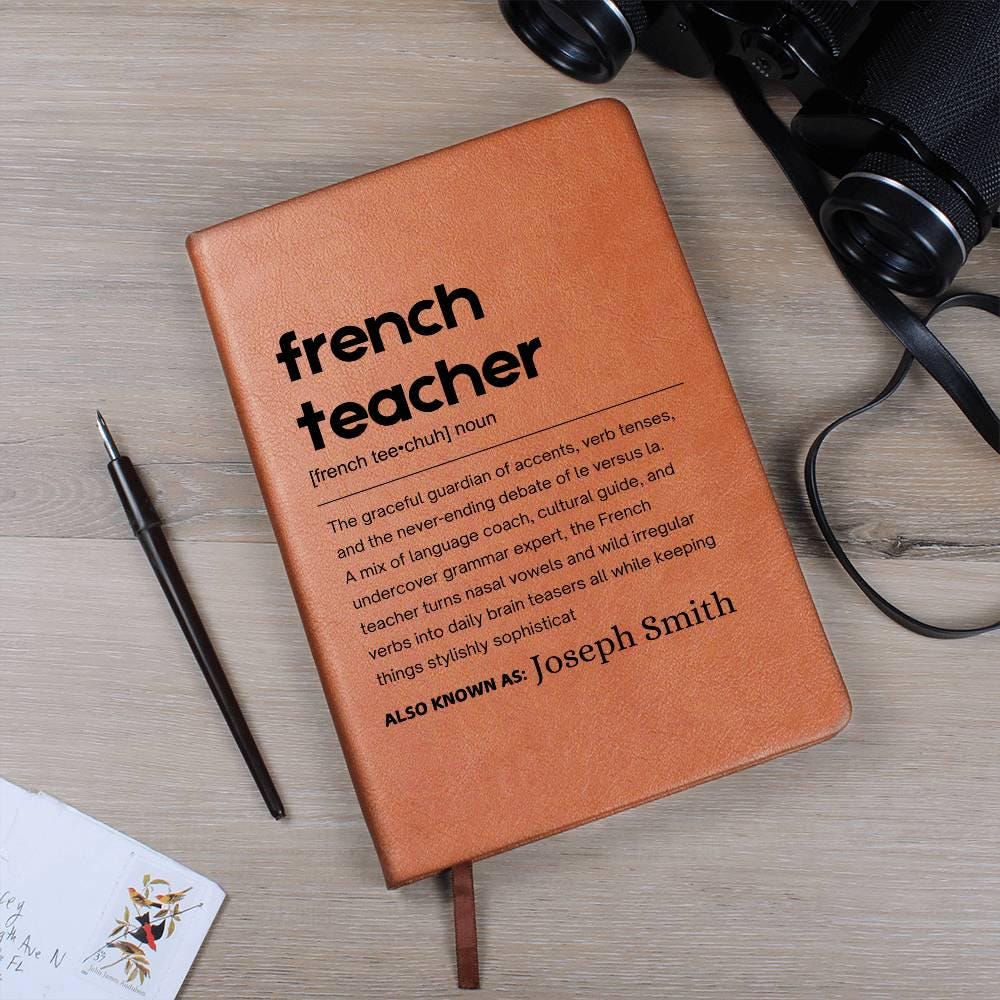 French Teacher Gift Personalized Definition Leather Journal – view 10