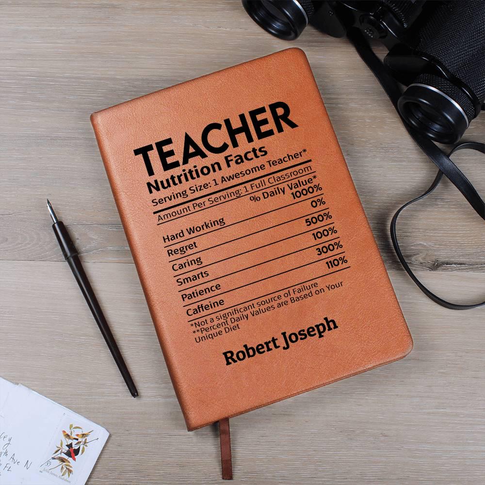 Teacher Nutrition Facts Personalized Leather Journal – view 10