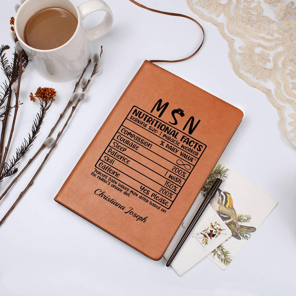 Custom Msn Nutritional Facts Leather Journal – Msn Graduation Gift – view 10
