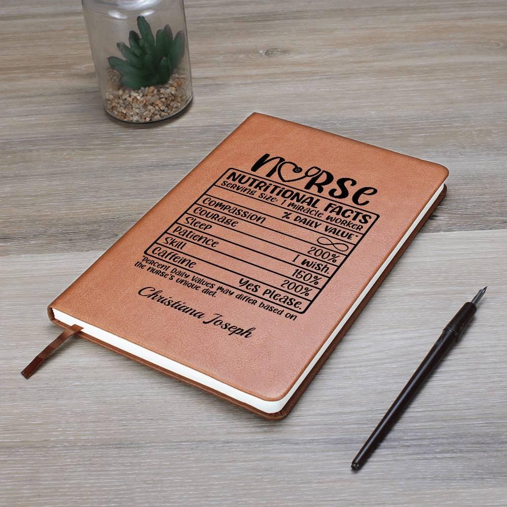 Personalized Nurse Nutritional Facts Leather Journal – Rn Gifts – view 10