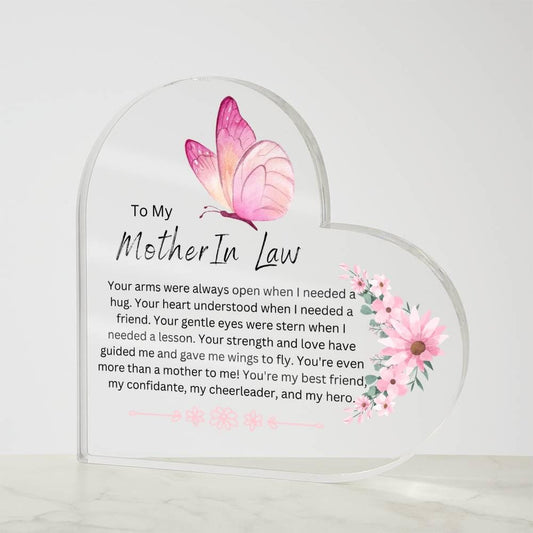 Personalized Mother in Law Butterfly Heart Plaque – Gift from Bride – view 2