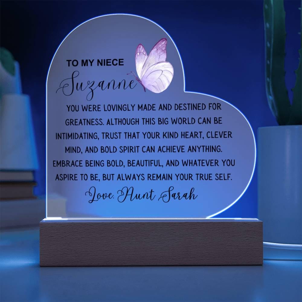 To My Niece Personalized Heart Acrylic Plaque – Niece Gift from Aunt – view 10