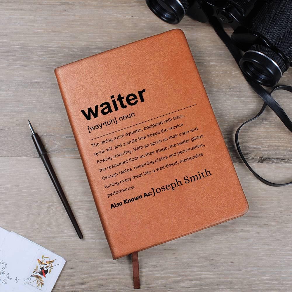 Waiter Gift Personalized Definition Leather Journal – view 10