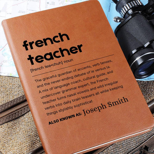 French Teacher Gift Personalized Definition Leather Journal – view 2