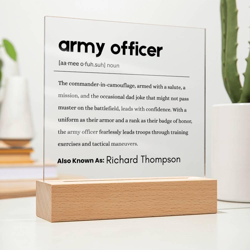 Army Officer Gift Personalized Definition Plaque – view 10