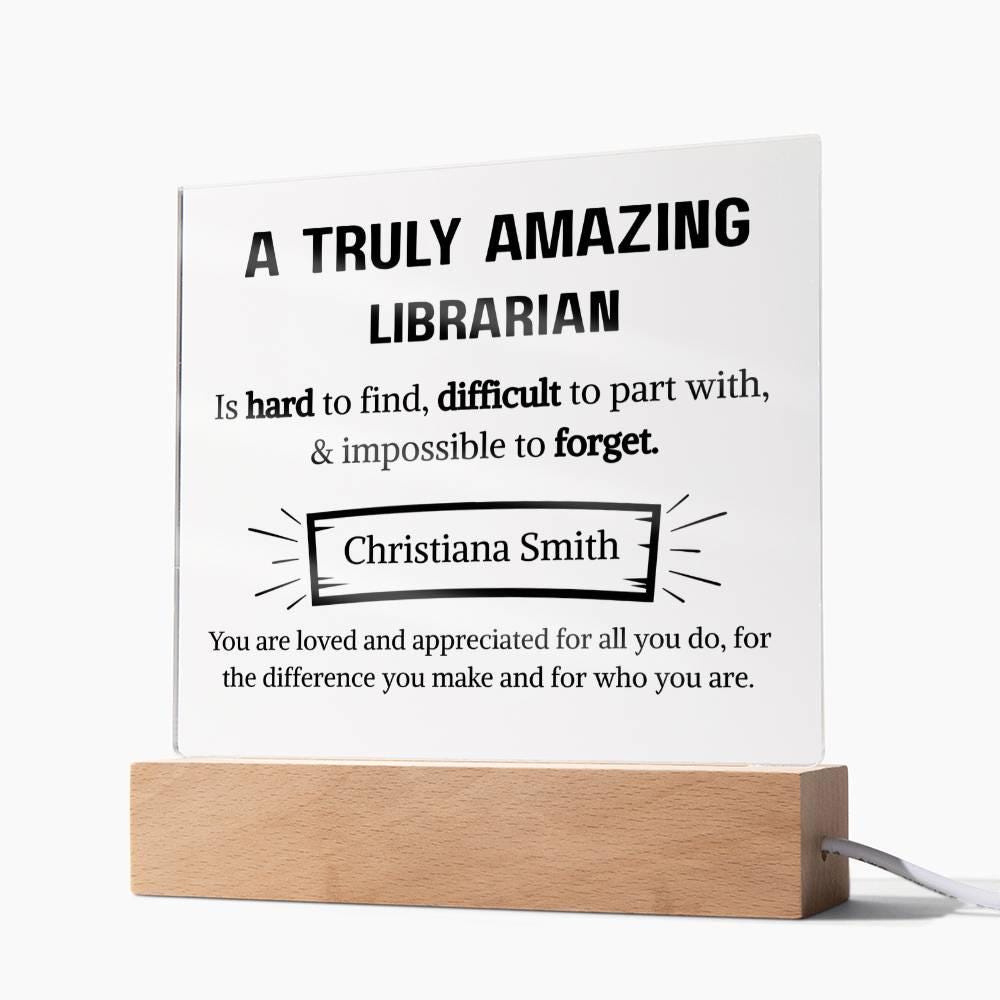 Librarian Appreciation Personalized Square Acrylic Plaque – view 10