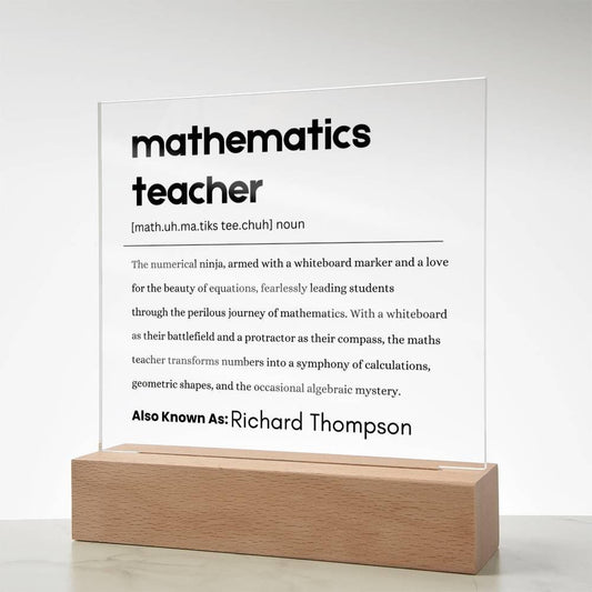 Math Teacher Gift Personalized Definition Acrylic Plaque – Gift – view 2