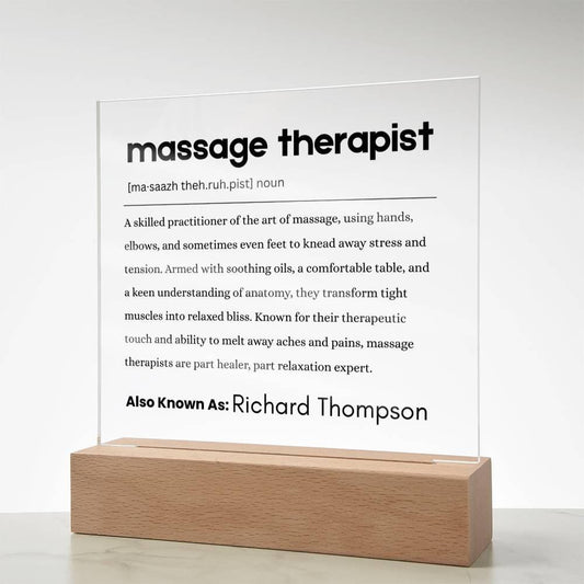 Massage Therapist Definition Personalized Plaque – view 2
