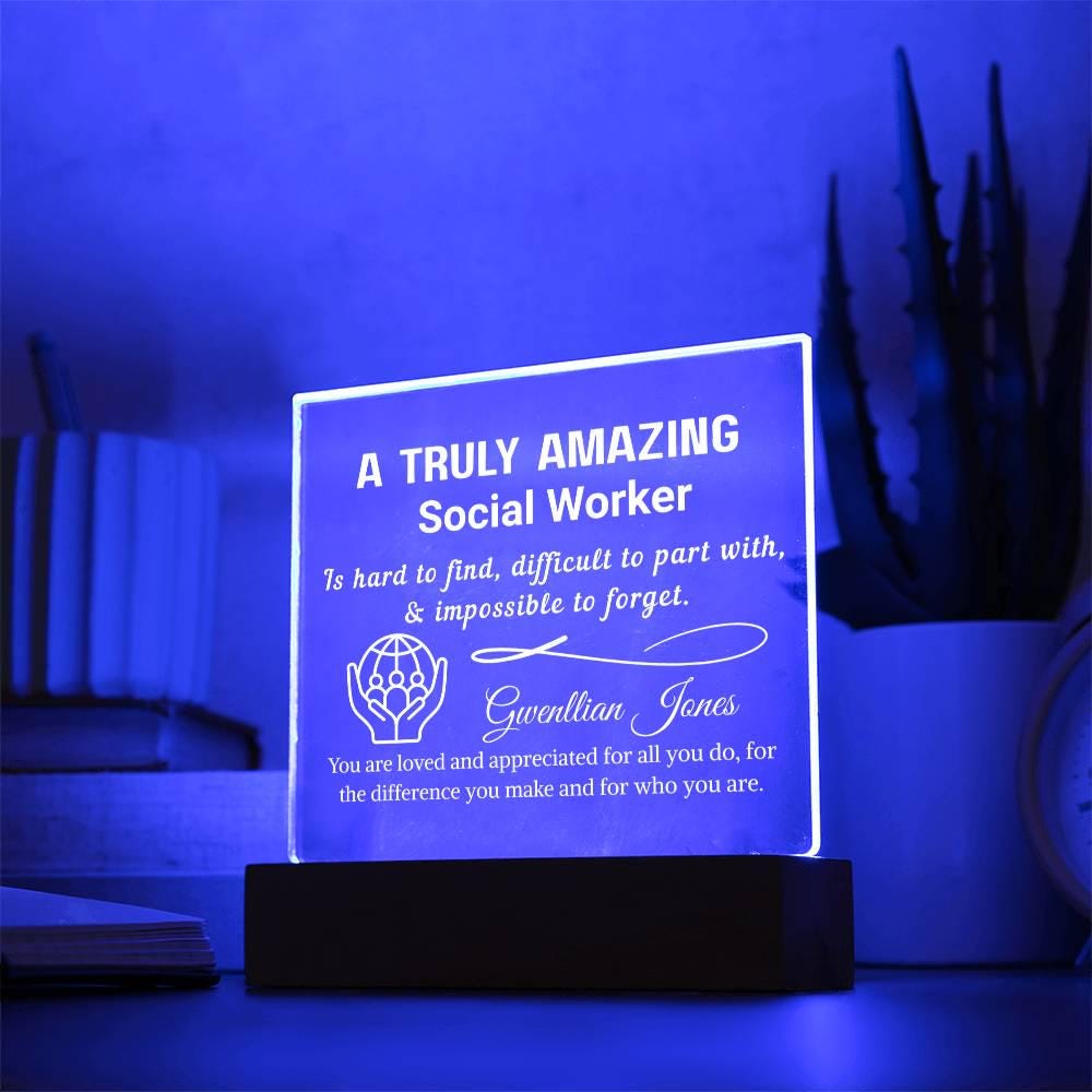 Social Worker Gift Personalized LED Acrylic Plaque – Week Gift – view 10