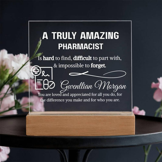 Pharmacist Gift Personalized LED Acrylic Plaque – New Pharmacist Gifts – view 2