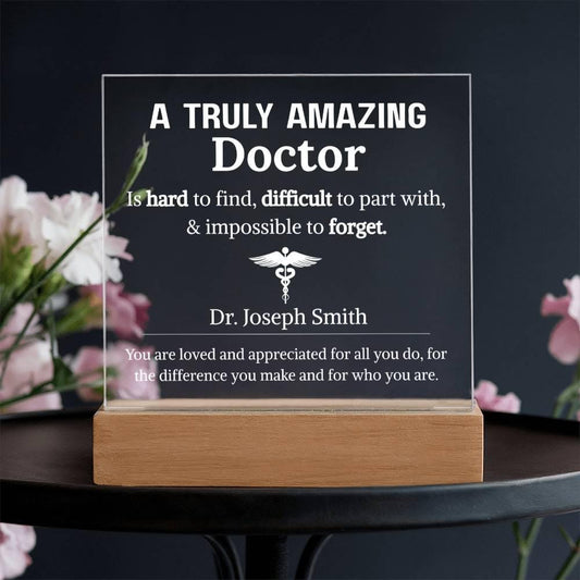 Doctor Gift Personalized LED Acrylic Plaque – Doctor appreciation – view 2
