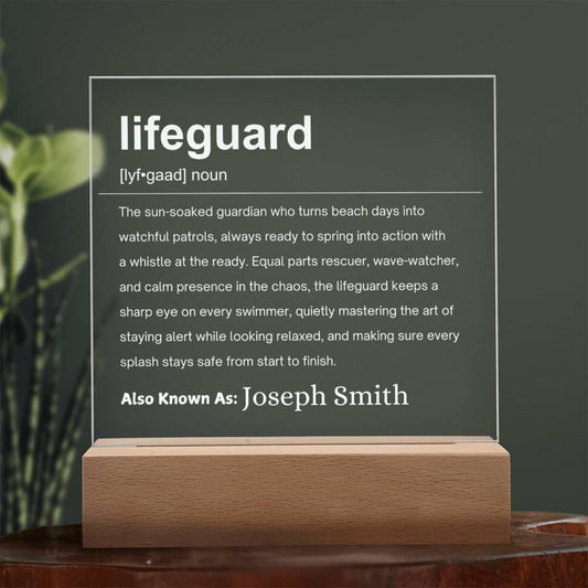 Lifeguard Gift Personalized LED Acrylic Plaque – Pool Lifeguard – view 2