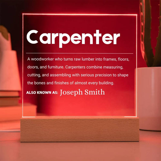 Carpenter Gift Personalized LED Acrylic Plaque – Woodworker Gift – view 2