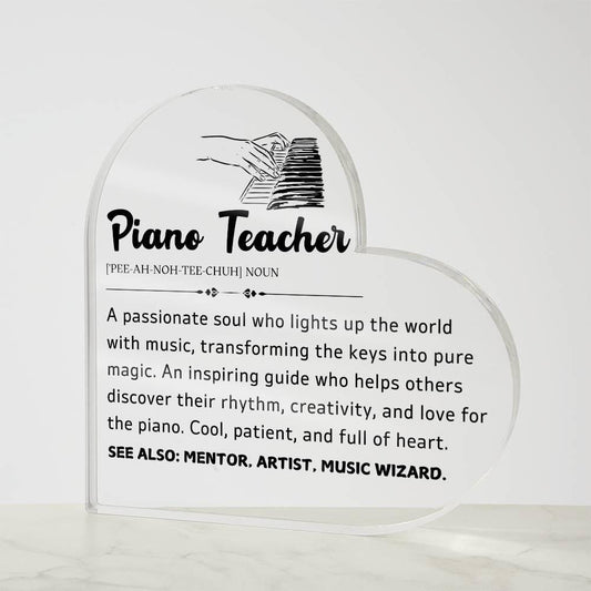 Piano Teacher Gift Heart Acrylic Plaque – Gift for Piano Instructor – view 2