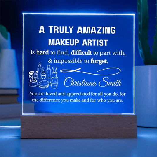 Makeup Artist Personalized LED Acrylic Plaque – Gift for Makeup Artist – view 2