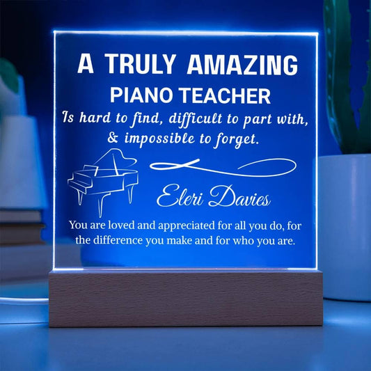 Piano Teacher Gift Personalized LED Acrylic Plaque – view 2