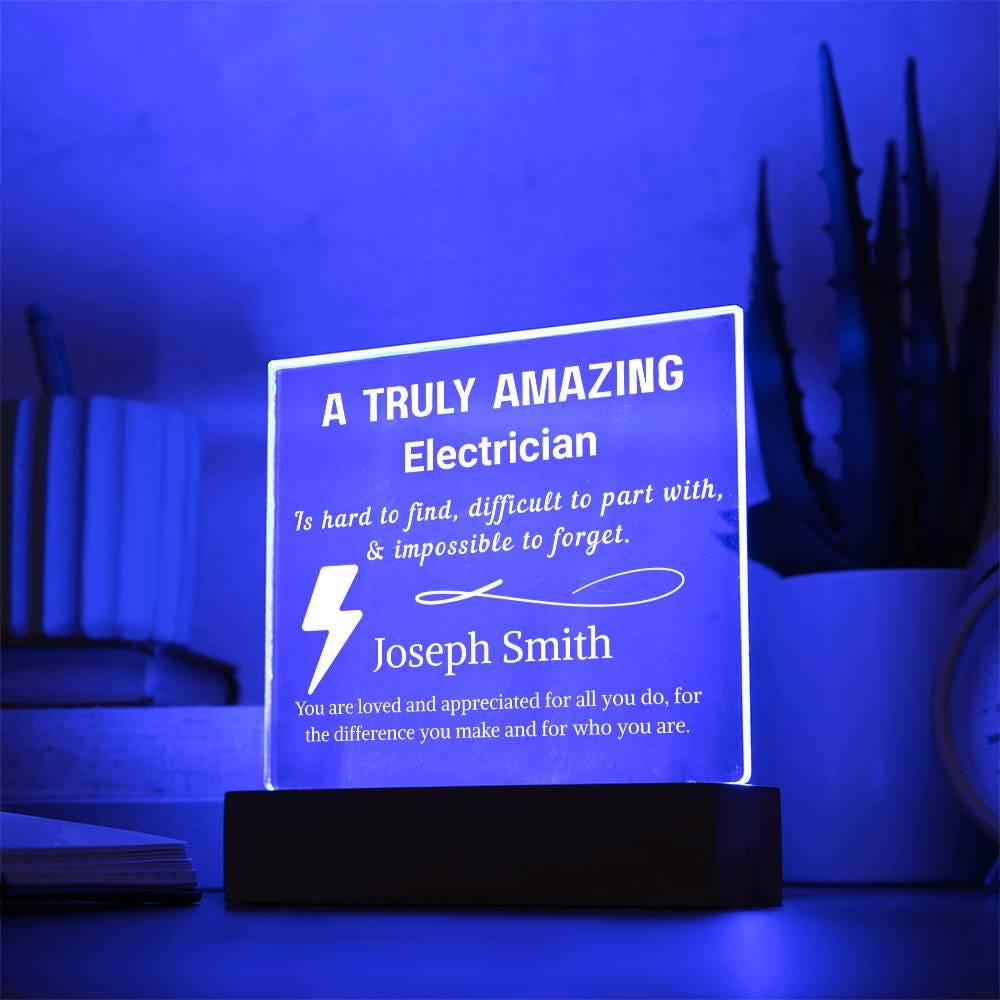 Electrician Gift Personalized LED Acrylic Plaque – Electric Grad – view 10