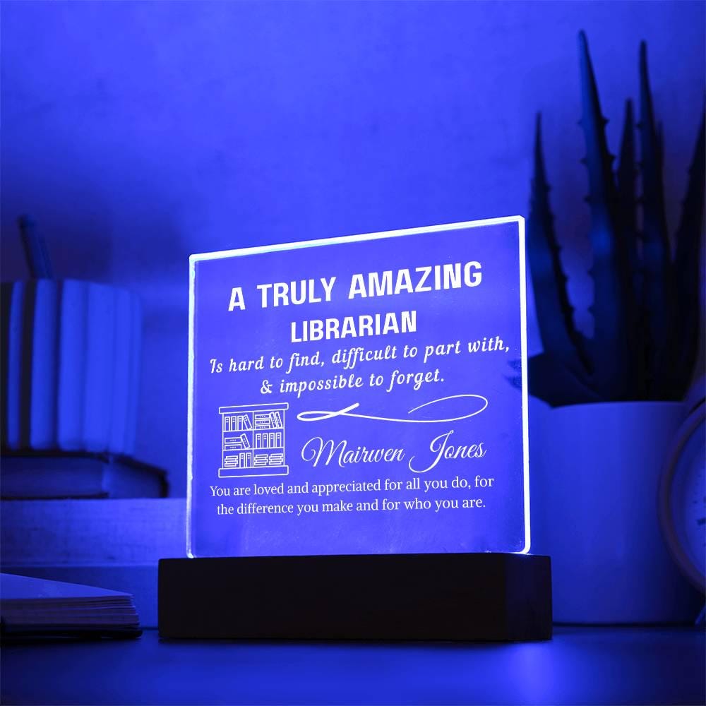 Librarian Gift Personalized LED Acrylic Plaque – Bookworm Gifts – view 10