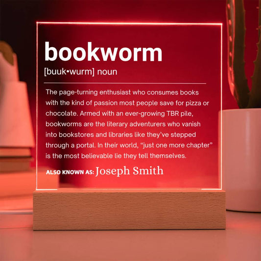 Bookworm Definition Personalized LED Acrylic Plaque – Book Lover Gift – view 2