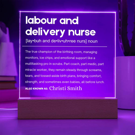 Labor and Delivery Nurse Gift Personalized LED Acrylic Plaque – view 2