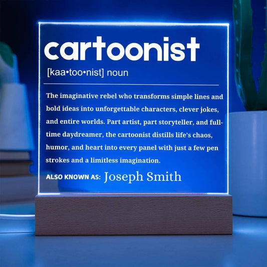 Cartoonist Definition Personalized LED Acrylic Plaque – view 2