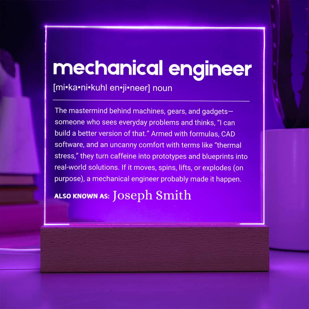 Mechanical Engineer Gift Personalized LED Acrylic Plaque – view 10