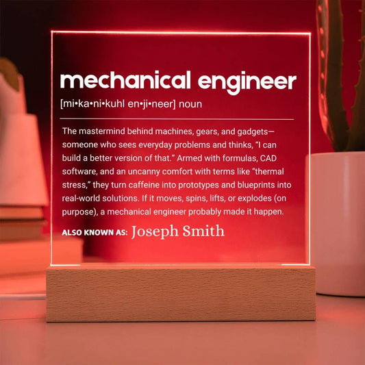 Mechanical Engineer Gift Personalized LED Acrylic Plaque – view 2