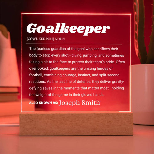 Goalkeeper Gift Personalized LED Acrylic Plaque – Goalie Gifts – view 2