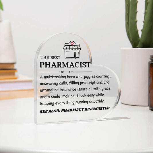 The Best Pharmacist Personalized HeartAcrylic Plaque – view 2