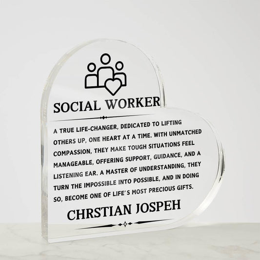 Social Worker Gift Personalized Heart Acrylic Plaque – view 2