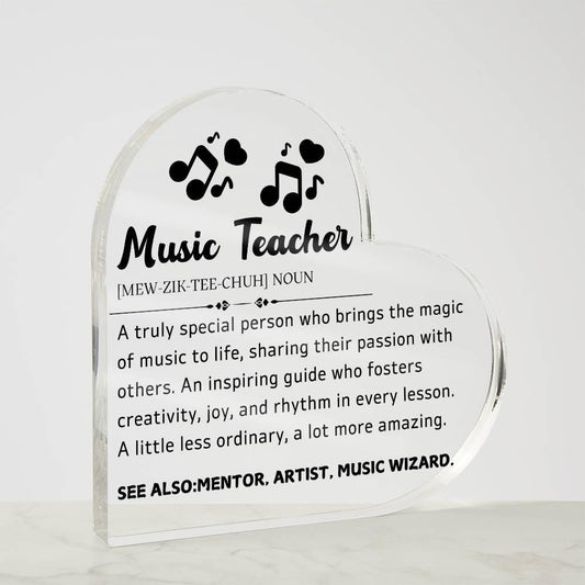 Music Teacher Heart Acrylic Plaque – Gift for Music Teacher – view 2