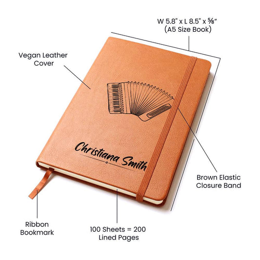 Personalized Accordion Journal: Vegan Leather Music Notebook – view 2