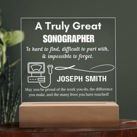 Personalized Sonographer LED Acrylic Sign – Custom Ultrasound Tech – view 2