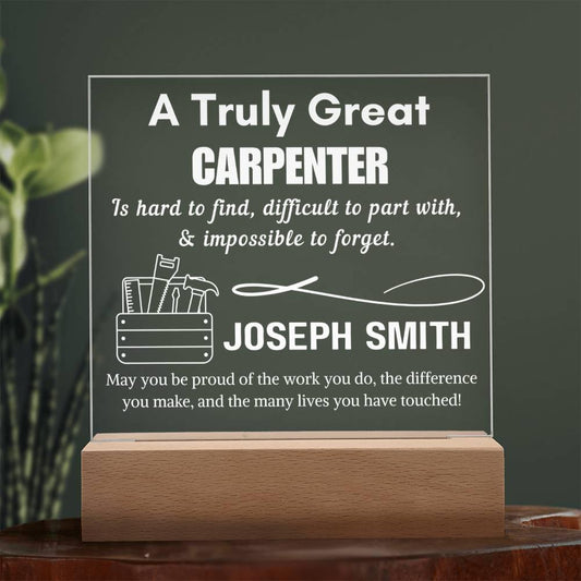 Personalized Carpenter Gift Acrylic LED Sign – Thank You Gift – view 2