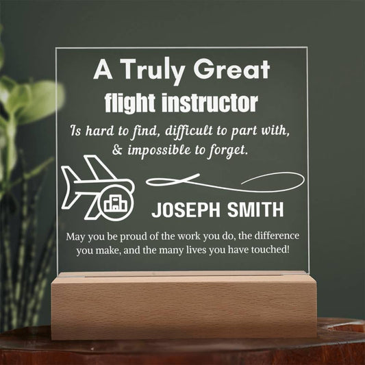 Personalized Flight Instructor Gift LED Acrylic Sign – Aviation Gift – view 2