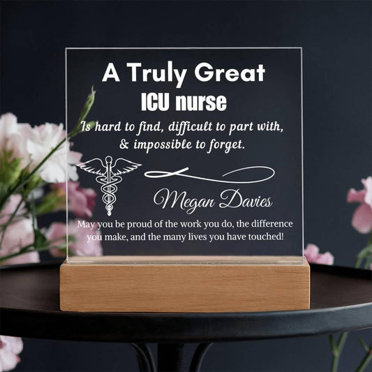 Personalized ICU Nurse Gift Cordless LED Acrylic Sign – Emergency Icu – view 2