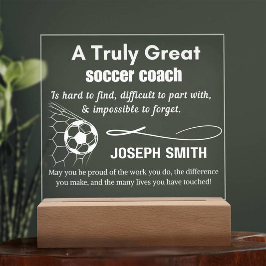 Personalized Soccer Coach Gift Acrylic LED Sign – Gift from Team – view 2