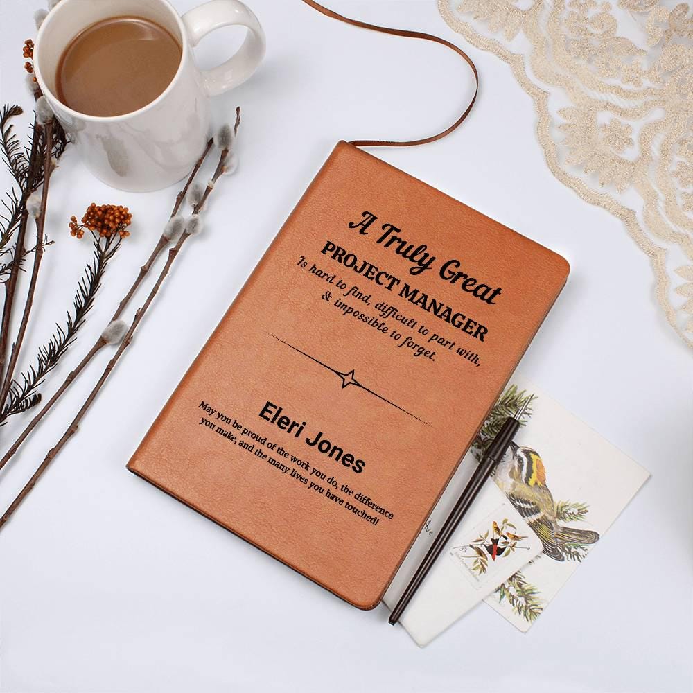 Project Manager Personalized Vegan Leather Journal – Thank you Gifts – view 10