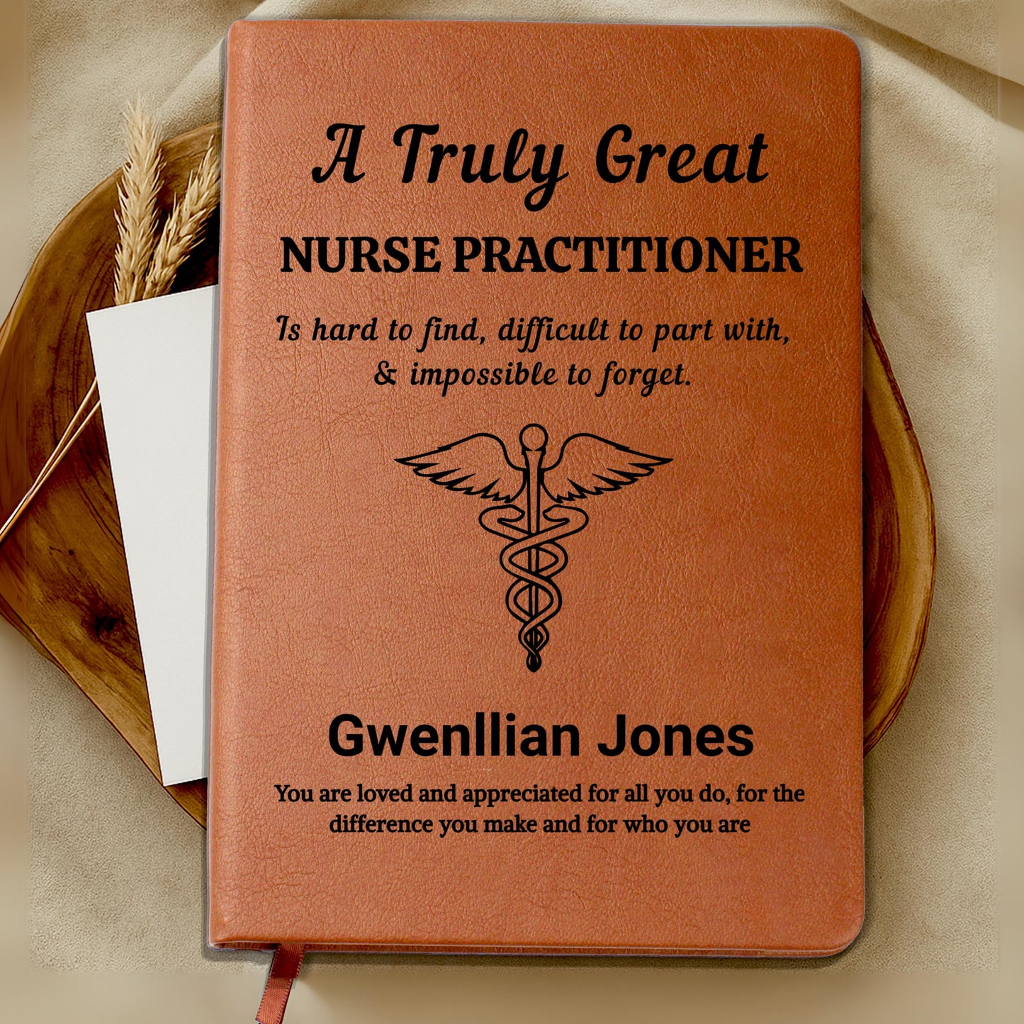 Personalized Nurse Practitioner Gift Leather Journal – NP Graduation – view 10