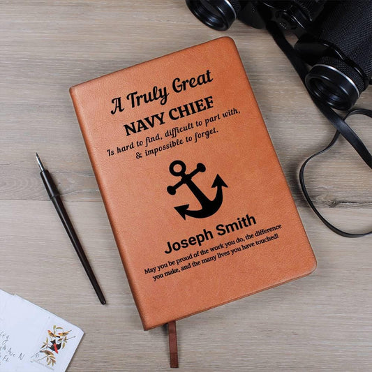 Navy Chief Personalized Leather Journal – view 2