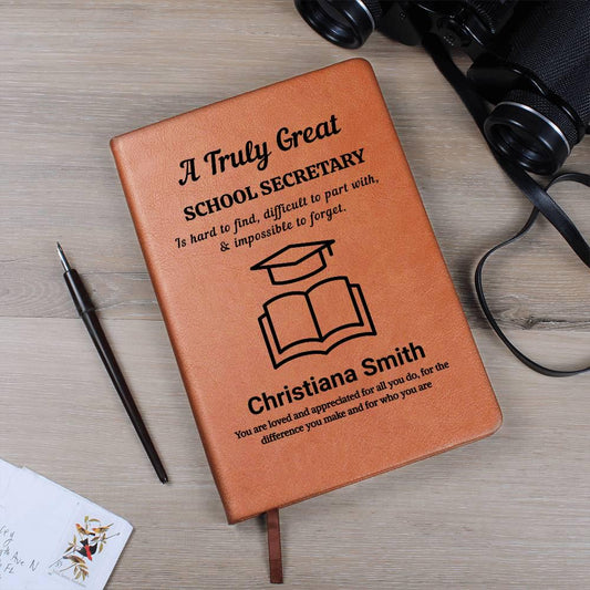 School Secretary Gift Personalized Leather Journal – Appreciation Gift – view 2