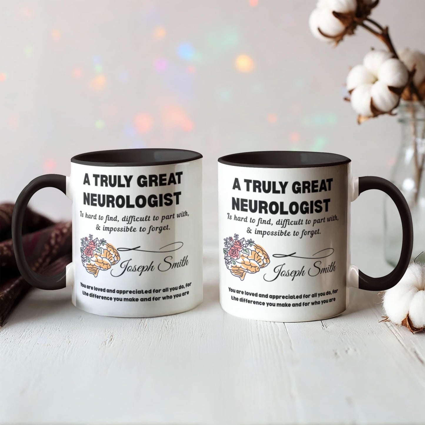 Neurologist Gift Personalized Color Accent Mug – Brain Doctor Gift – view 10
