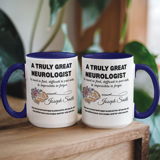 Neurologist Gift Personalized Color Accent Mug – Brain Doctor Gift – view 2