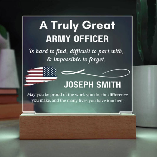 Personalized US Army Officer Keepsake Sign – Custom Military Gift – view 2