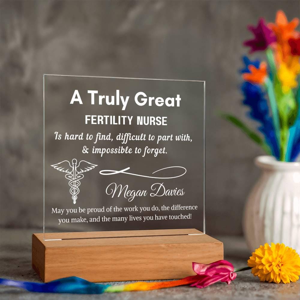 Personalized Fertility Nurse Gift – Cordless LED Acrylic Sign – view 10