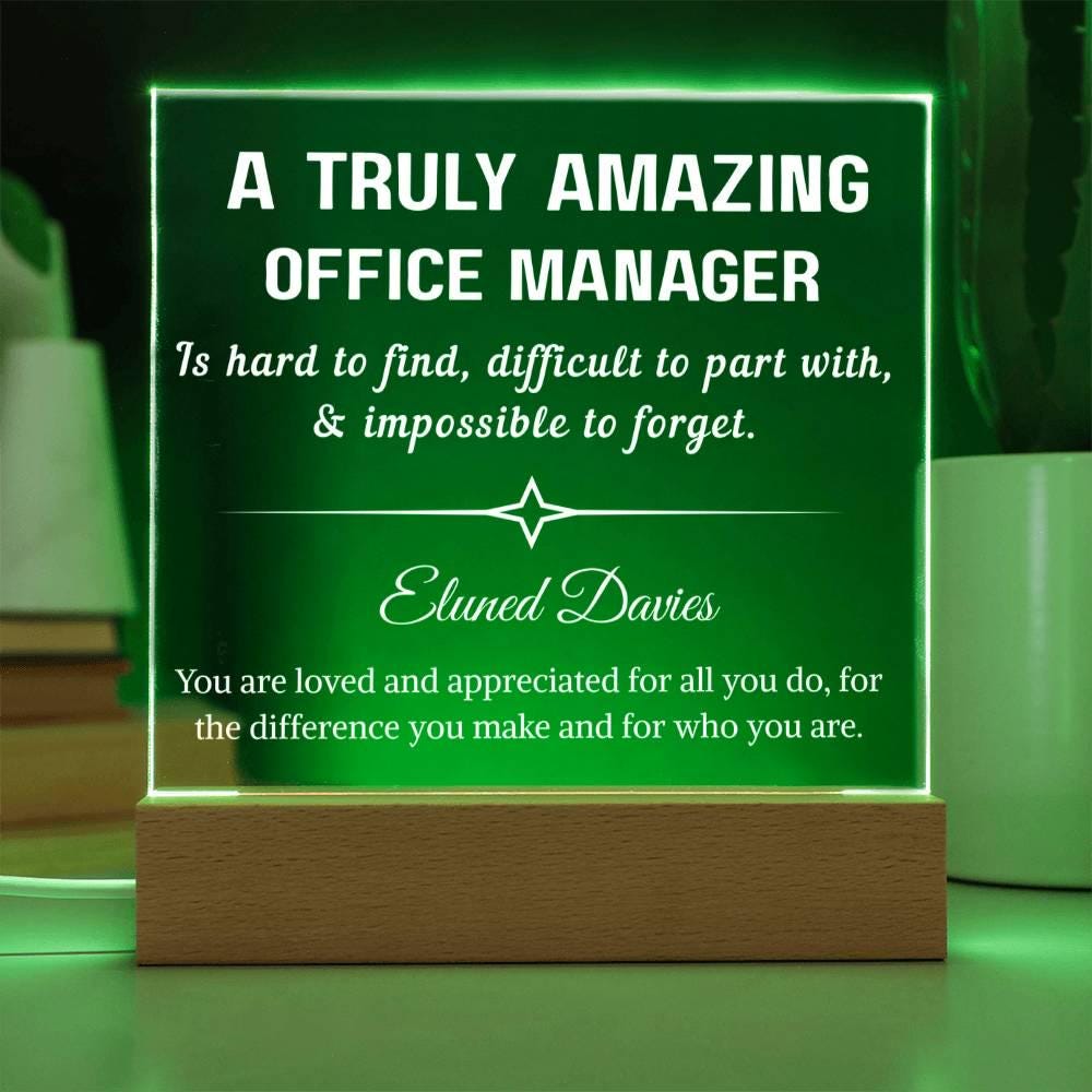 Personalized Office Manager Gift Acrylic Sign – Corporate Gifts – view 10