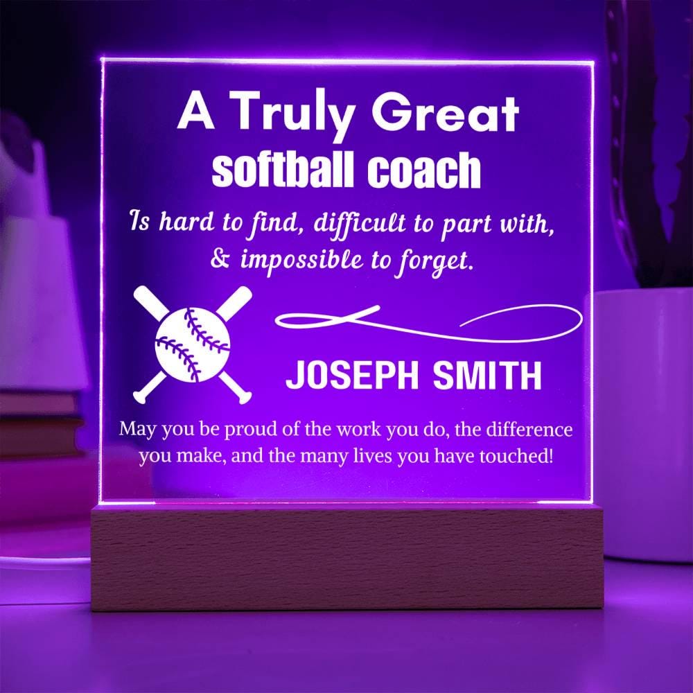 Personalized Softball Coach Gift Acrylic LED Sign – Gift from Team – view 10