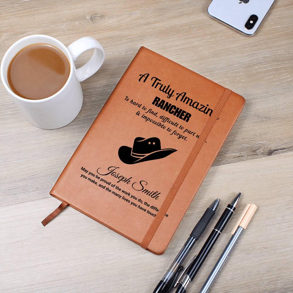 Personalized Rancher Gift Vegan Leather Journal – Gift for Cowboy – view 10